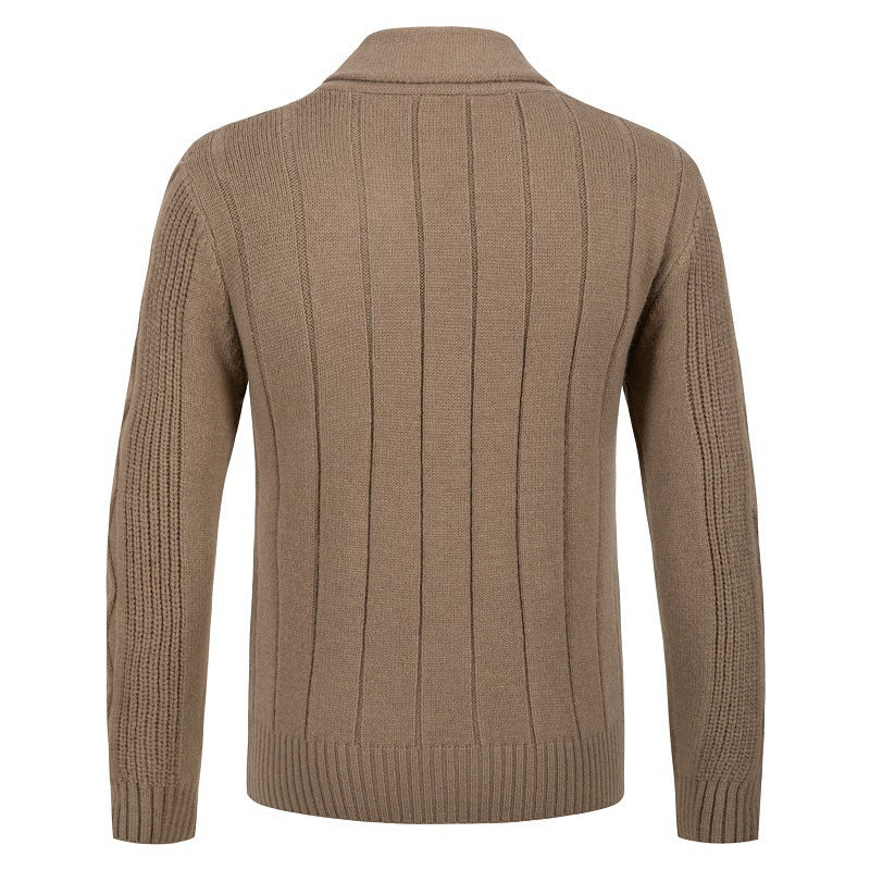 Herren modische Strickjacke mit Kabelmuster und Knopfleiste Echoarchiv