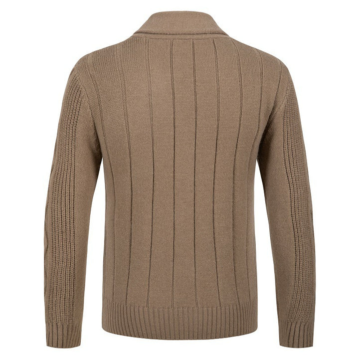 Herren modische Strickjacke mit Kabelmuster und Knopfleiste Echoarchiv