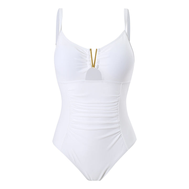 Damen Einteiliger Badeanzug mit Raffung und elegantem Reißverschluss Echo Archiv