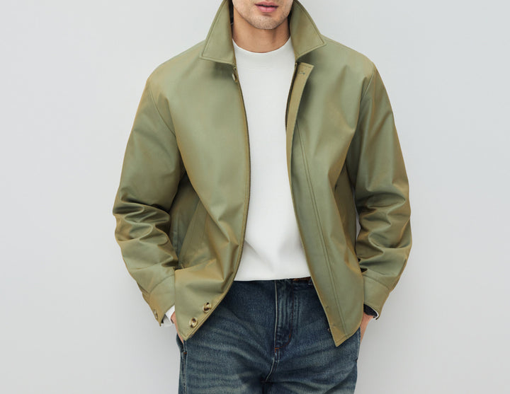 Herren Kurzjacke im modernen Harrington‑Stil mit Stehkragen und verdecktem Reißverschluss Echoarchiv
