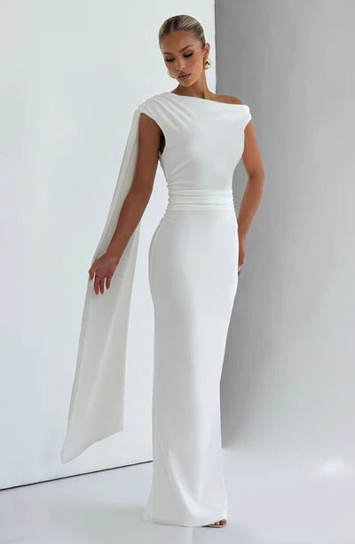Damen Elegantes Langes Abendkleid mit Ein-Schulter-Design Echo Archiv