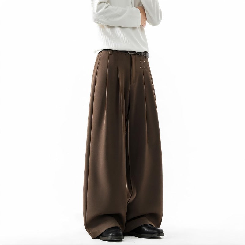 Herren Extrawide Palazzo-Hose mit hoher Taille, Bundfalten und weitem Bein Echoarchiv