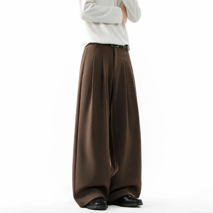 Herren Extrawide Palazzo-Hose mit hoher Taille, Bundfalten und weitem Bein Echoarchiv