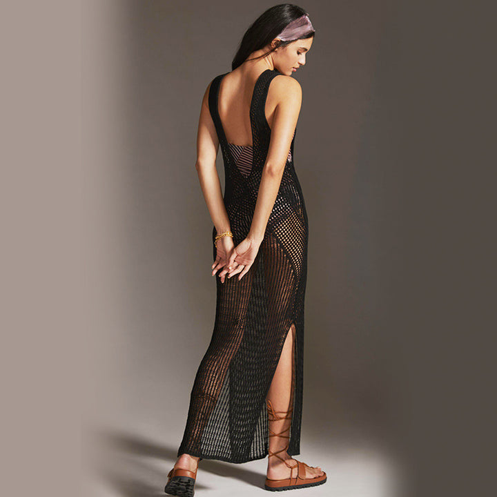 Damen elegantes Netzkleid mit asymmetrischem Schnitt Echo Archiv