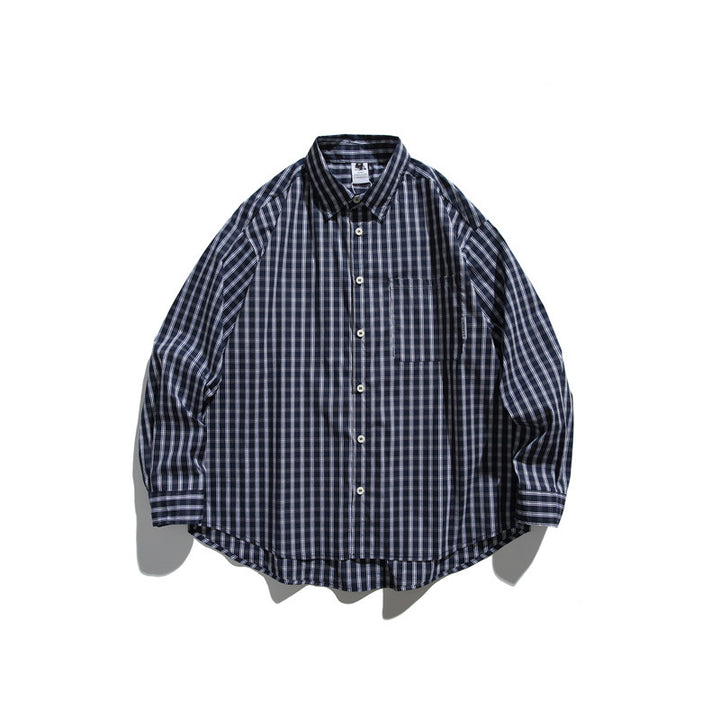 Herren Oversize Karo-Hemd im Boxy-Relaxed-Schnitt mit Brusttasche und abgerundetem Saum Echoarchiv