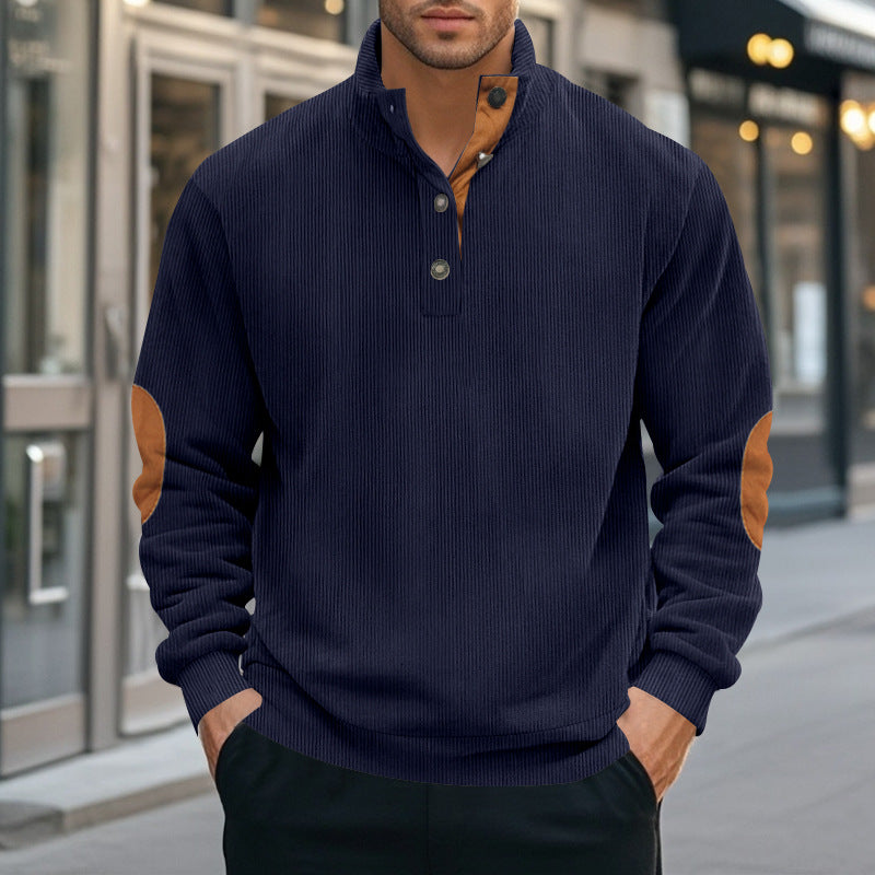 Herren Modischer Pullover mit Stehkragen und Kontrastakzenten Echoarchiv