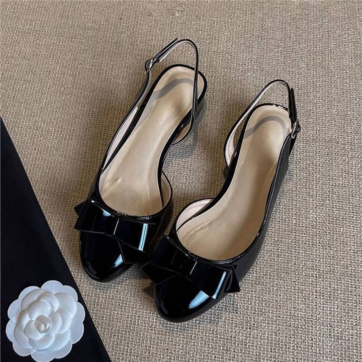 Damen Runde-Zehen Slingback-Ballerinas mit Lackfinish und Schleifen-Detail – Lioré