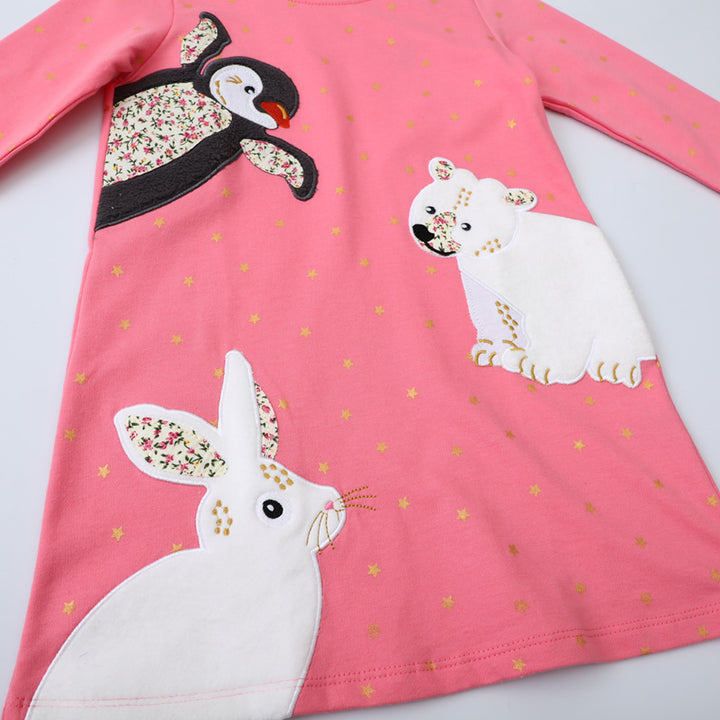 Mädchen Langarmkleid mit niedlichem Tiermotiv Echo Archiv