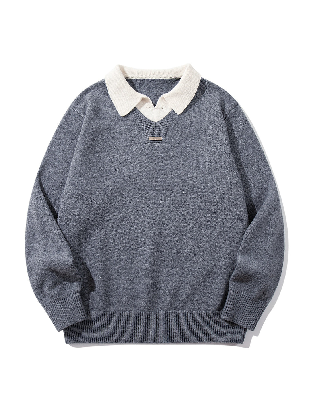 Herren Boxy-Strickpullover mit Polokragen und V‑Einsatz Echoarchiv