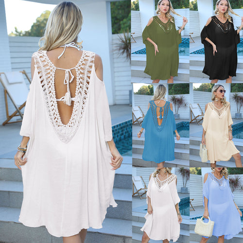 Damen luftiger Strandkimono mit dekorativen Häkelakzenten Echo Archiv