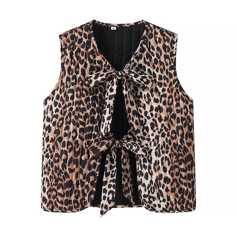 Damen nan ärmelloses Chiffon-Top mit Doppelschleifen-Front und Cut-Out Echo Archiv