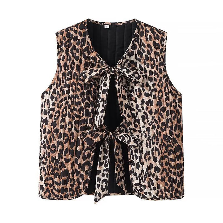 Damen nan ärmelloses Chiffon-Top mit Doppelschleifen-Front und Cut-Out Echo Archiv