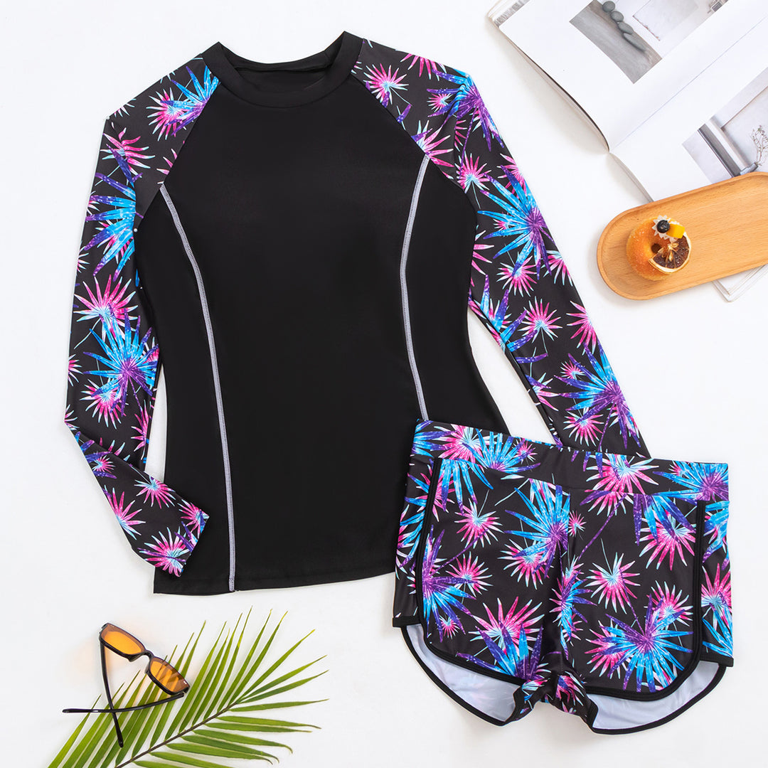 Damen Langarm Rashguard mit modischem Floral-Design Echo Archiv
