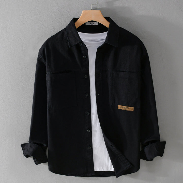 Herren Overshirt-Hemd aus strukturiertem Baumwoll-Twill mit aufgesetzten Brusttaschen und relaxed Fit Echoarchiv