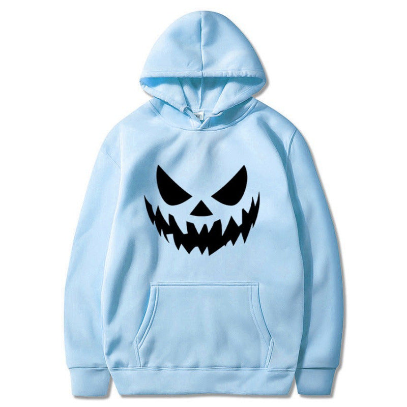Unisex nan Kapuzenpullover mit gruseligem Kürbisgesicht-Print und Oversize Kängurutasche Echo Archiv