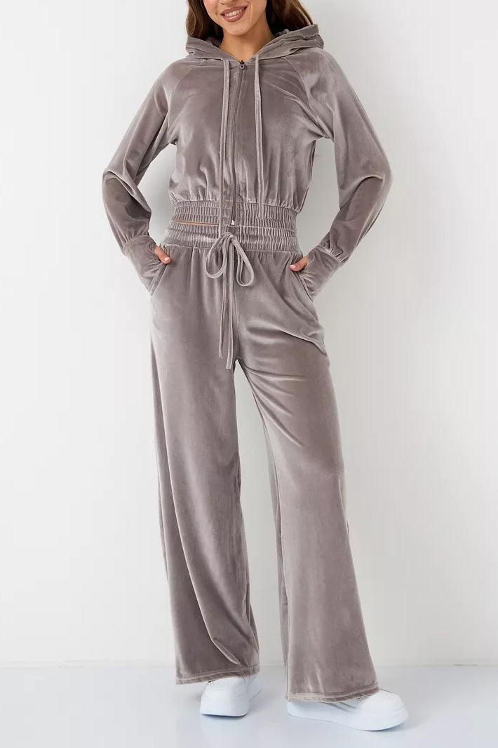 Echoarchiv | Minimalismus Fleece Kapuzenpullover und Jogginghose Zweiteiler Satz