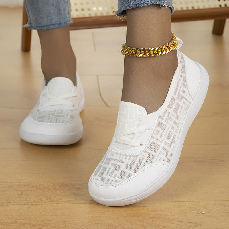 Damen leichte atmungsaktive Slip-On Sneaker mit Netzeinsatz Echoarchiv