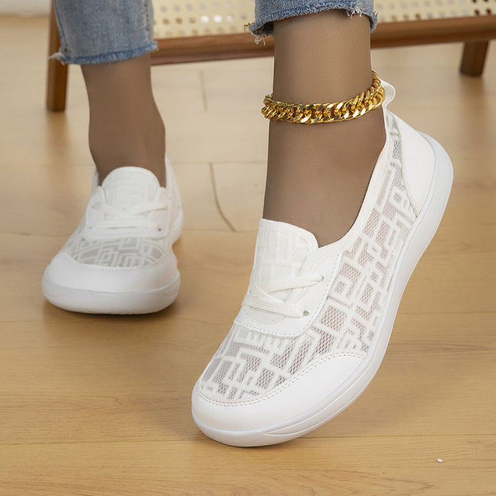 Damen leichte atmungsaktive Slip-On Sneaker mit Netzeinsatz Echoarchiv