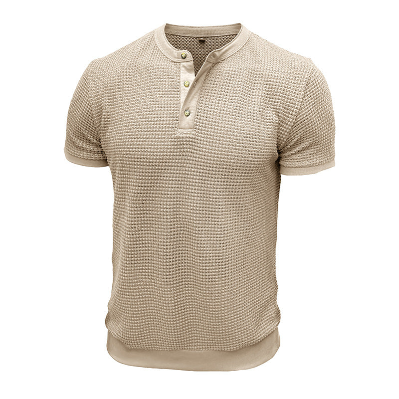 Herren Kurzarm-Henley-Shirt mit strukturiertem Design und edler Knopfleiste Echoarchiv