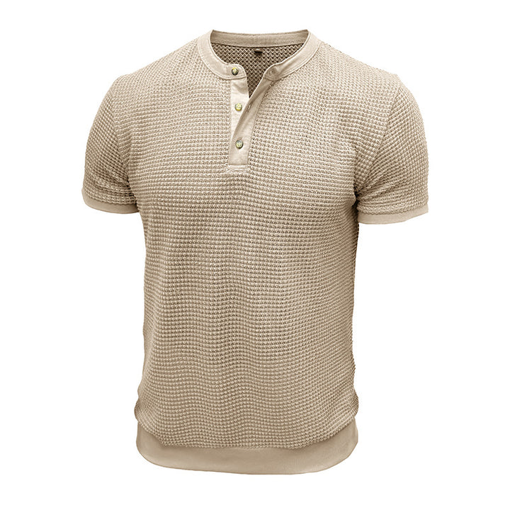 Herren Kurzarm-Henley-Shirt mit strukturiertem Design und edler Knopfleiste Echoarchiv