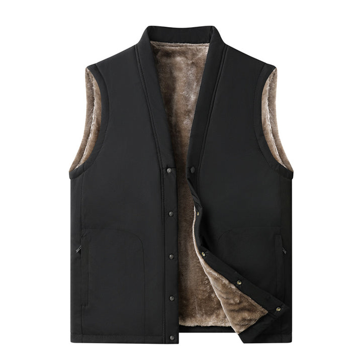 Herren Thermische Steppweste mit Kunstfell-Innenfutter, Druckknopfblende & verdeckten Eingrifftaschen Echoarchiv