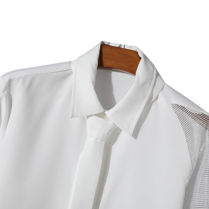 Damen Langarm Bluse mit transparenten Netzdetails Echoarchiv