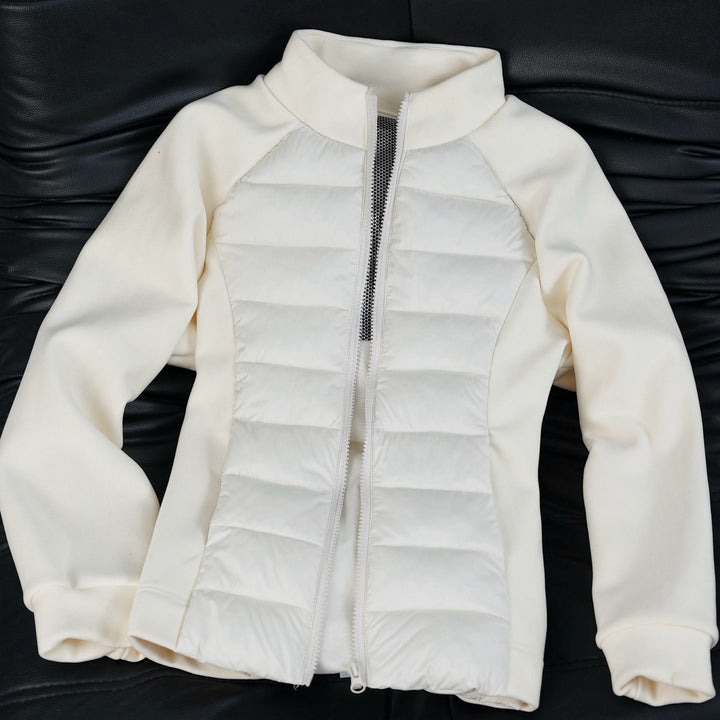 Damen Hybrid-Steppjacke mit wattierter Front, Raglanärmeln und hochschließendem Kragen – Célinea