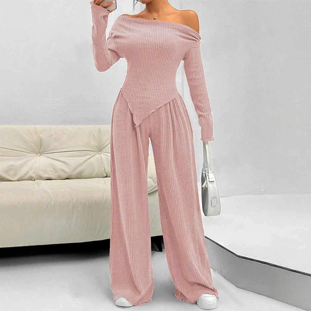 Damen figurbetontes Jumpsuit mit asymmetrischem Ausschnitt und langen Ärmeln Echo Archiv