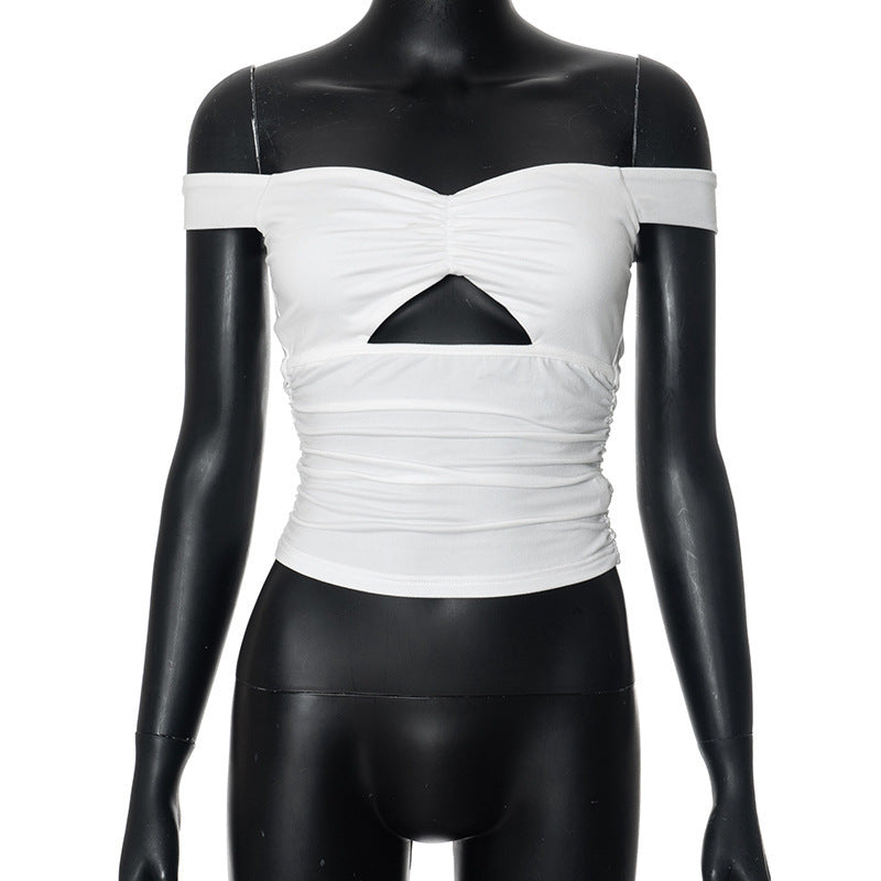Damen elastisches Off-Shoulder Top mit Raffung und Ausschnitt Echo Archiv