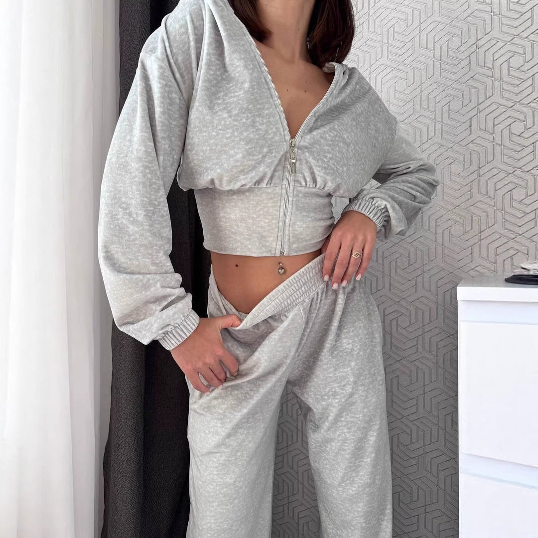Damen Taillierte Cropped-Kapuzenjacke mit figurformendem Schlauchbund – Auréline