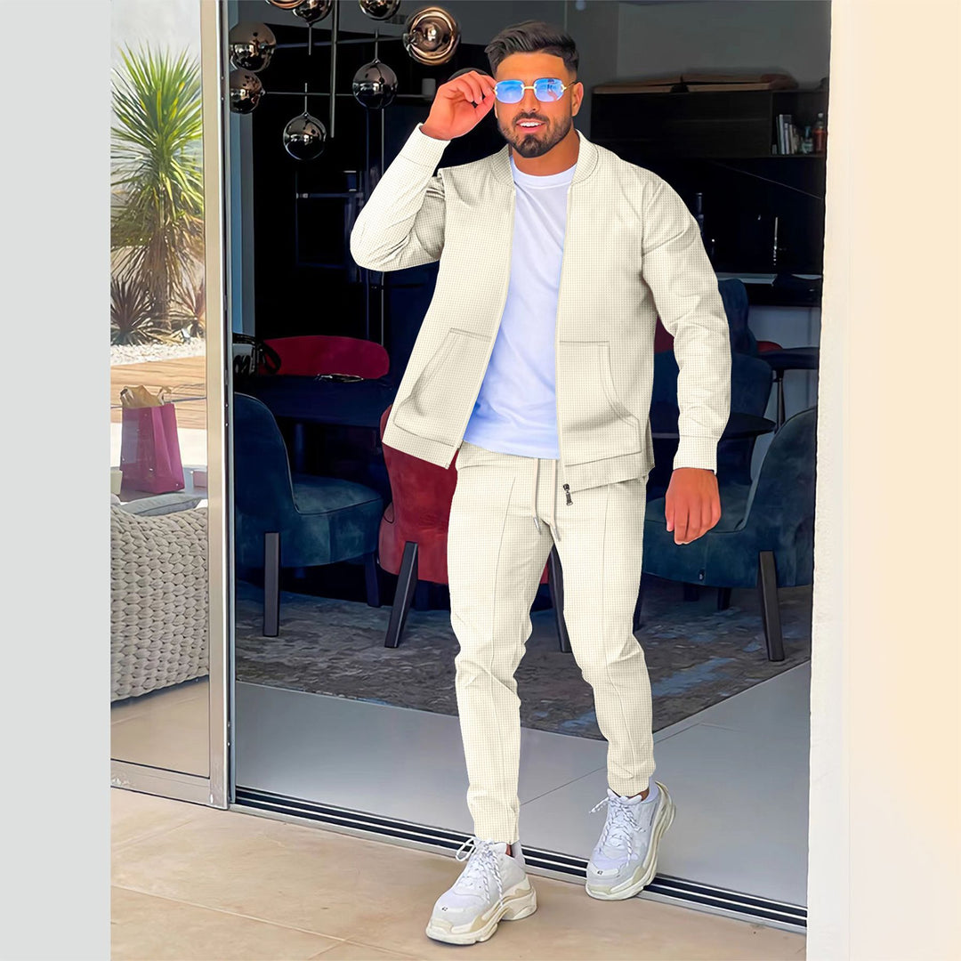 Herren modisches Athleisure Set mit strukturiertem Design und elastischem Bund Echoarchiv
