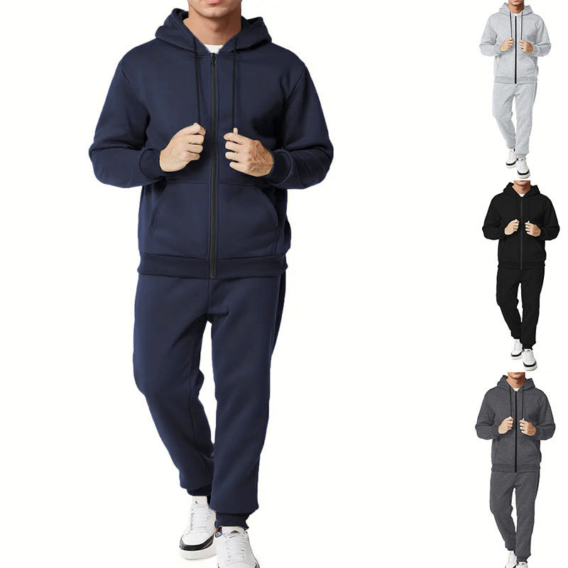 Herren zweiteiliges Zip-Hoodie und schmal zulaufende Jogginghose aus French Terry – Marzano