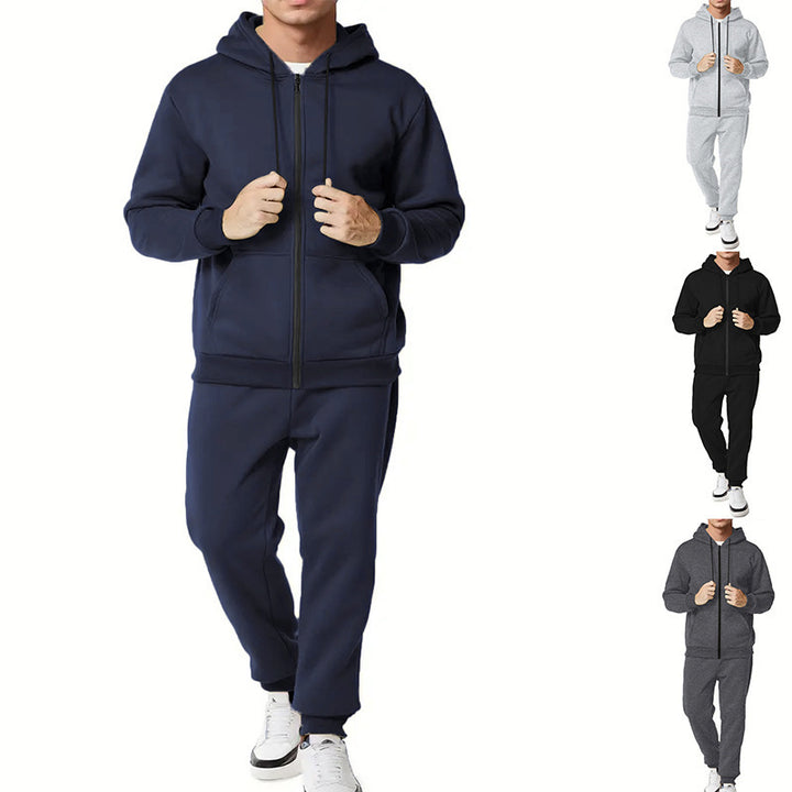 Herren zweiteiliges Zip-Hoodie und schmal zulaufende Jogginghose aus French Terry – Marzano