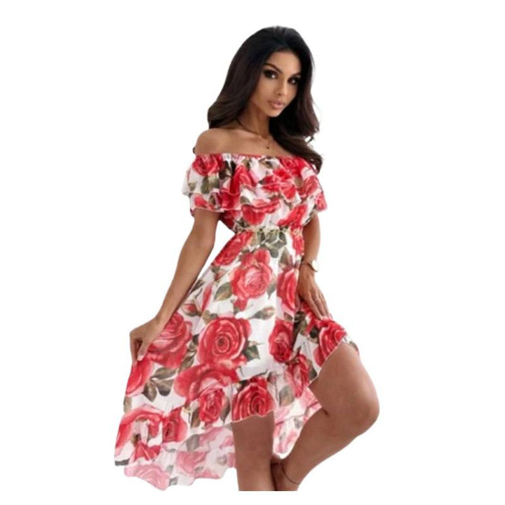 Damen Off-Shoulder Kleid mit Rüschendetails und floralem Druck Echo Archiv