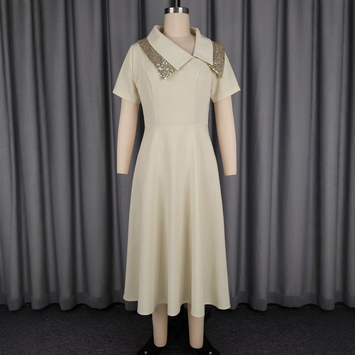 Damen elegantes Midikleid mit funkelndem Kragen Echo Archiv