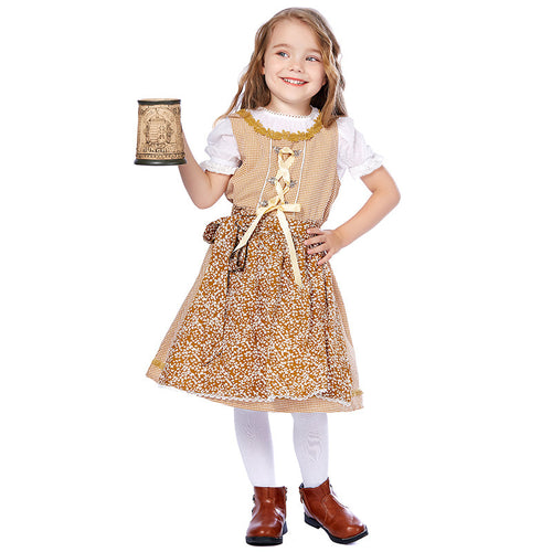 Damen nan traditionelles Trachtenkleid-Set mit geschnürtem Mieder, bestickter Puffbluse und abnehmbarer Schürze Echo Archiv