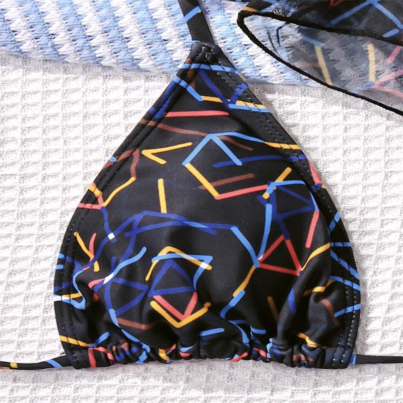 Damen Bikini-Set mit transparentem Oberteil und hohem Bund Echo Archiv