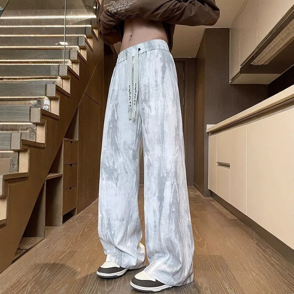 Unisex Weite Relaxed-Fit Lounge-Hose mit elastischem Bund und Vintage-Färbung – Sorevano