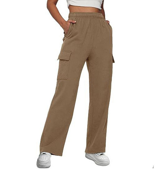 Damen nan lässige Cargo-Freizeithose mit weitem Bein elastischem Bund und aufgesetzten Taschen Echo Archiv