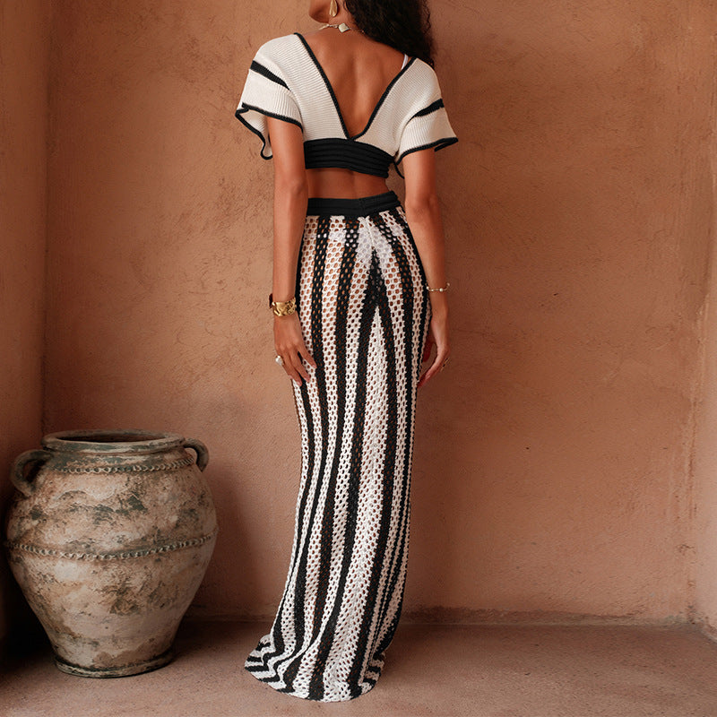 Damen stylisches Crop-Top und weite Palazzo-Hose Set Echo Archiv