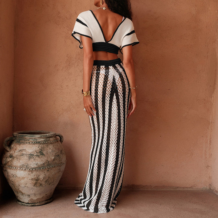 Damen stylisches Crop-Top und weite Palazzo-Hose Set Echo Archiv