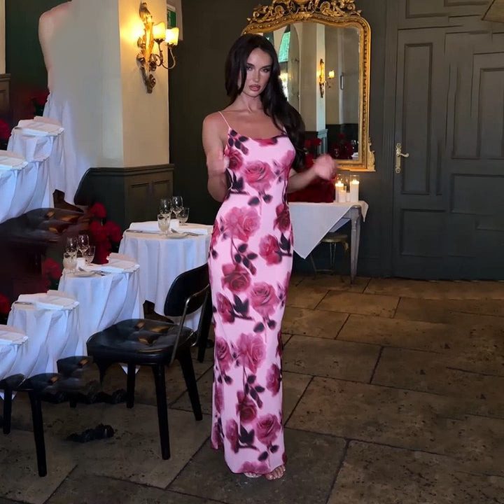 Damen Sommerliches Maxikleid mit floralem Druck und dünnen Trägern Echo Archiv