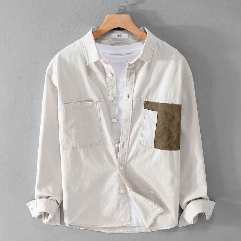 Herren Leichtes Baumwoll-Overshirt mit Kontrast-Brusttasche und Relaxed-Fit Echoarchiv