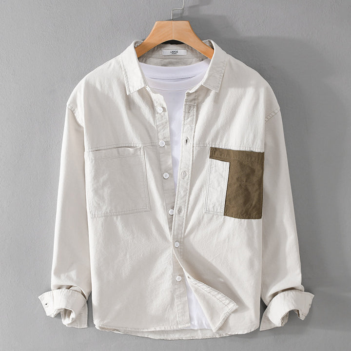 Herren Leichtes Baumwoll-Overshirt mit Kontrast-Brusttasche und Relaxed-Fit Echoarchiv