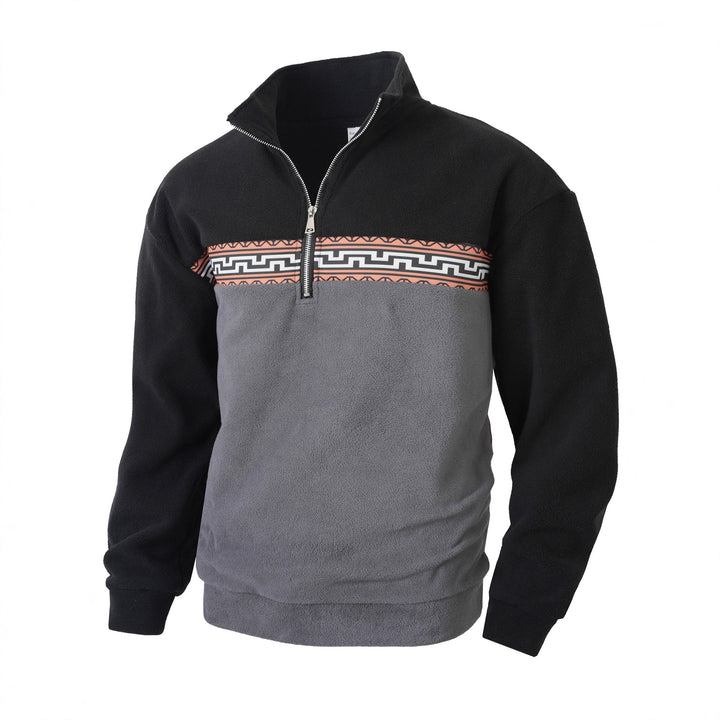 Herren Fleece-Pullover mit modernem Reißverschluss und kreativem Design Echoarchiv