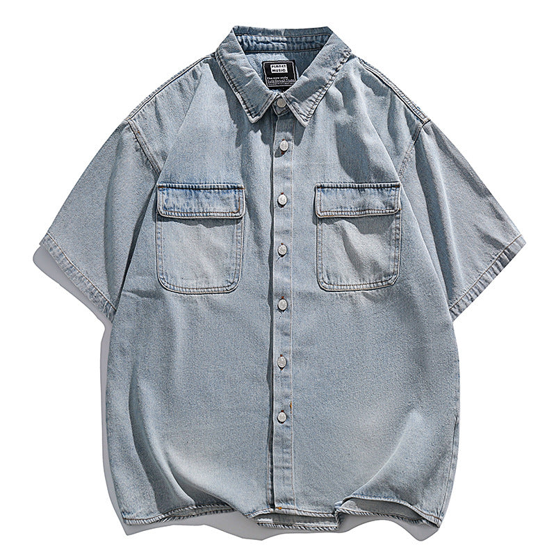 Herren Übergroßes Vintage Denim-Hemd Echoarchiv