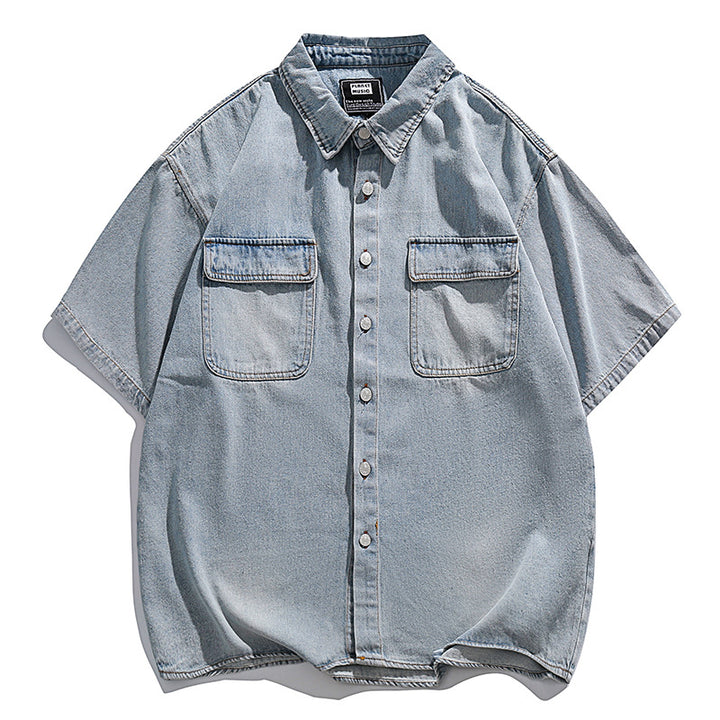 Herren Übergroßes Vintage Denim-Hemd Echoarchiv