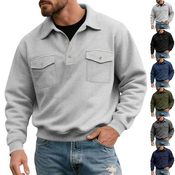 Herren komfortabler Fleece-Pullover mit praktischen Brusttaschen Echoarchiv
