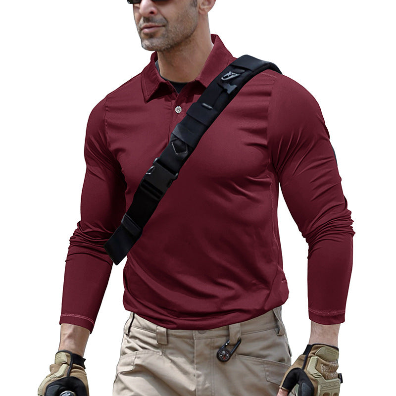 Herren sportliches Langarm Polohemd mit feuchtigkeitsableitender Technologie Echoarchiv
