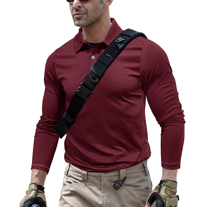 Herren sportliches Langarm Polohemd mit feuchtigkeitsableitender Technologie Echoarchiv